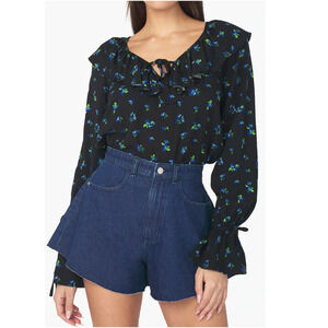 WeWoreWhat Ruffle Blouse Floral Cottagecore Long Sleeve Romantic Boho S NWT